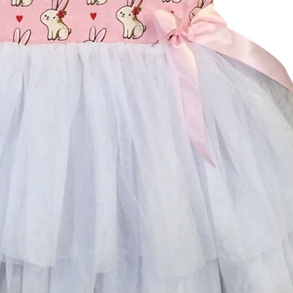 2 pieces set Little Toddler Girl Dress Kids Rabbit Bunny Tutu Tulle Easter party - Picture 6 of 6